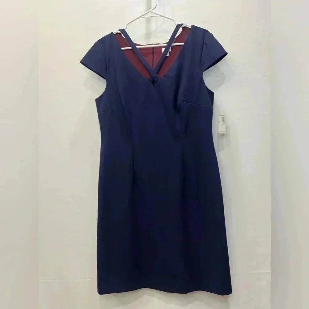 Dressbarn Navy Blue Short Sleeve Petite Dress Size 12P​